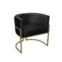 Imagem de Kit 02 Poltronas para Sala Decorativa Luna Base Ferro Dourado Veludo Preto Visan Estofados