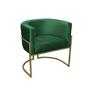 Imagem de Kit 02 Poltronas para Sala Decorativa Luna Base Ferro Dourado Veludo Verde Visan Estofados