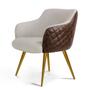 Imagem de Kit 02 Poltronas Pés Palito Ouro Fosco Jade D02 Linho Bege C-107 Tressê Corano Marrom - Lyam Decor