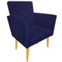 Imagem de Kit 02 Poltronas + Puff Maitê Suede Azul Marinho Decoração - 2M Decor