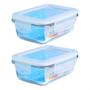 Imagem de Kit 02 Potes Herméticos 370ml Tampa Com Trava Retangular