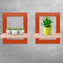Imagem de Kit 02 Prateleiras Quadro Nicho de Parede Decorativo Sintra em Aço e MDP - Cobre e Jade
