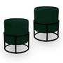 Imagem de Kit 02 Puff Argola Base Metal Preto Suede Escolha sua cor - WeD Decor