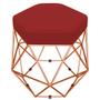 Imagem de Kit 02 Puffs Banco Decorativo Aramado Hexagonal Base Eiffel Bronze Suede Vermelho - Desk Design