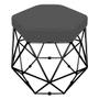 Imagem de Kit 02 Puffs Banco Decorativo Aramado Hexagonal Base Eiffel Preta Suede Cinza - Desk Design