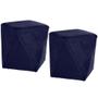 Imagem de Kit 02 Puffs Decorativo Para Sala de Estar Ametista D02 Veludo Azul Marinho C-287 - Lyam Decor