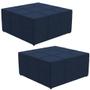 Imagem de Kit 02 Puffs Decorativo Para Sala de Estar Quadrado Milano 90x90 W01 Suede Azul Marinho - Lyam Decor