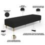 Imagem de Kit 02 Puffs Decorativo Sala de Estar Bali W01 Pés Palito 190x60cm Suede Preto - Lyam Decor