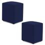 Imagem de Kit 02 Puffs Decorativos Sala de Estar Quadrado 36x47cm Suede Azul Marinho - Desk Design
