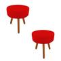 Imagem de Kit 02 Puffs Laura Decorativo Pés Palito Suede Vermelho - D'Classe Decor