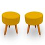 Imagem de Kit 02 Puffs Redondos para Sala e Quarto Palito Mel Suede Amarelo - WeD Decor