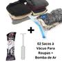 Imagem de Kit 02 Sacos De Viagem À Vácuo P/ Roupas 50X60 + Bomba de Ar