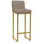 Imagem de Kit 03 Banqueta Alta Com Encosto Lucca -60cm chão até o assento Industrial Ferro Dourado material sintético Bege - Ahazzo Móveis