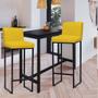 Imagem de Kit 03 Banqueta Alta Com Encosto Lucca -60cm chão até o assento Industrial Ferro Preto material sintético Amarelo - Ahazzo Móveis