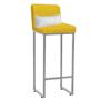 Kit 03 Banqueta Alta com Encosto Lucca Industrial Cozinha Balcão Ferro Prata material sintético Amarelo e Almofada Branco - Ahz Móveis - AHAZZO MÓVEIS Imagem de Kit 03 Banqueta Alta com Encosto Lucca Industrial Cozinha Balcão Ferro Prata material sintético Amarelo e Almofada Branco - Ahz Móveis
