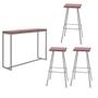 Imagem de Kit 03 Banqueta Alta Eliza Com 01 Mesa Bistrô Mavie Industrial Ferro Cinza 100% MDF Rose - Ahazzo Móveis