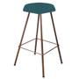 Imagem de Kit 03 Banqueta Alta Lari Eiffel Hexágono Cozinha Bar Balcão Bistrô Ferro Bronze Suede Azul Turquesa - Ahazzo Móveis