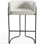 Imagem de Kit 03 Banqueta Decorativa Fixa Base de Aço Preto Betina D02 Linho Creme A-48 - Lyam Decor