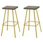 Imagem de Kit 03 Banquetas Alta Eliza 75cm Industrial Para Cozinha Ferro Dourado 100% MDF Marmorizado - Ahz Móveis