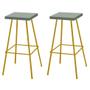 Imagem de Kit 03 Banquetas Alta Eliza 75cm Industrial Para Cozinha Ferro Dourado 100% MDF Verde - Ahazzo Móveis