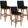 Imagem de Kit 03 Banquetas Altas Para Cozinha Sala de Jantar Fixa Mila L02 Facto Preto Metalizado - Lyam Decor
