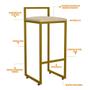 Imagem de Kit 03 Banquetas Altas Para Cozinha Sala De Jantar Hanna L02 Dourado Suede Bege - Lyam Decor