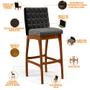Imagem de Kit 03 Banquetas Altas Sala De Jantar Fixa Mila B04 Corano Preto Linho Cinza Escuro - Lyam Decor