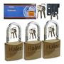 Imagem de Kit 03 Cadeados chave tetra antifurto 63mm com 3 chaves para portão correntes armarios