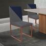 Imagem de Kit 03 Cadeira Office Stan Duo Sala de Jantar Industrial Ferro Bronze Suede Cinza e Azul Marinho - Ahz Móveis