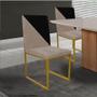 Imagem de Kit 03 Cadeira Office Stan Duo Sala de Jantar Industrial Ferro Dourado material sintético Bege e Preto - Ahz Móveis