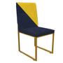 Imagem de Kit 03 Cadeira Office Stan Duo Sala de Jantar Industrial Ferro Dourado Sintético Azul Marinho e Amarelo - Ahz Móveis