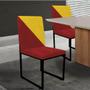 Imagem de Kit 03 Cadeira Office Stan Duo Sala de Jantar Industrial Ferro Preto material sintético Vermelho e Amarelo - Ahz Móveis