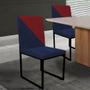 Imagem de Kit 03 Cadeira Office Stan Duo Sala de Jantar Industrial Ferro Preto Suede Azul Marinho e Vermelho - Ahz Móveis