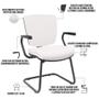 Imagem de Kit 03 Cadeiras de Escritório Fixa Executiva Office Preto Slim Baixa Flexi P03 Vinil Branco-Lyam