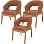 Imagem de Kit 03 Cadeiras de Jantar e Estar Living Estofada Lince L02 Bouclê Terracota - Lyam Decor