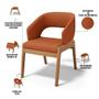 Imagem de Kit 03 Cadeiras de Jantar e Estar Living Estofada Lince L02 Tecido Terracota - Lyam Decor