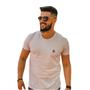 Imagem de Kit 03 Camisas Gola O Masculina Bordada Fio 30 100% Algodão