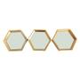 Imagem de Kit 03 Espelhos Decorativo Moldura Hexagonal Dourado  16,5 x 14,5 cm - D'Rossi