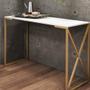 Imagem de Kit 03 Mesa Escrivaninha Escritório e Home Office BeX Industrial Ferro Dourado Tampo MDF Branco - Ahz Móveis