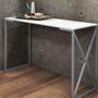 Imagem de Kit 03 Mesa Escrivaninha Escritório e Home Office BeX Industrial Ferro Prata Tampo MDF Branco - Ahz Móveis