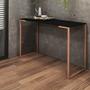 Imagem de Kit 03 Mesa Escrivaninha Escritório e Home Office Ley Industrial Ferro Bronze Tampo MDF Preto - Ahz Móveis