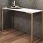 Imagem de Kit 03 Mesa Escrivaninha Escritório e Home Office Ley Industrial Ferro Dourado Tampo MDF Branco - Ahz Móveis