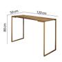 Imagem de Kit 03 Mesa Escrivaninha Escritório e Home Office Ley Industrial Ferro Dourado Tampo MDF Castanho - Ahz Móveis