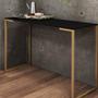 Imagem de Kit 03 Mesa Escrivaninha Escritório e Home Office Ley Industrial Ferro Dourado Tampo MDF Preto - Ahz Móveis