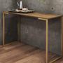 Imagem de Kit 03 Mesa Escrivaninha Escritório e Home Office Ley Industrial Ferro Dourado Tampo MDF Rústico - Ahz Móveis