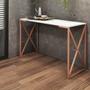 Imagem de Kit 03 Mesa Escrivaninha Escritório e Home Office X Zurik X Industrial Ferro Bronze Tampo MDF Branco - Ahazzo Móveis