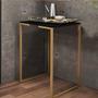 Imagem de Kit 03 Mesa Lateral Canto Aparador Buffet Stan Industrial Ferro Dourado Tampo Preto - Ahz Móveis