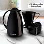 Imagem de Kit 03 peças Garrafa Termica Café Prático com Açucareiro com Colher e Suporte para Filtro  Preto