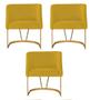 Imagem de Kit 03 Poltrona Cadeira Aurora Luxo Confort Industrial Ferro Dourado Suede Amarelo - Ahz Móveis