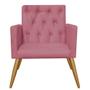 Imagem de Kit 03 Poltrona Cadeira Decorativa  Fernanda com Capitone Pés Palito  Sala de  Estar Recepção Escritório Suede Rosa Bebê - Damaffê Móveis